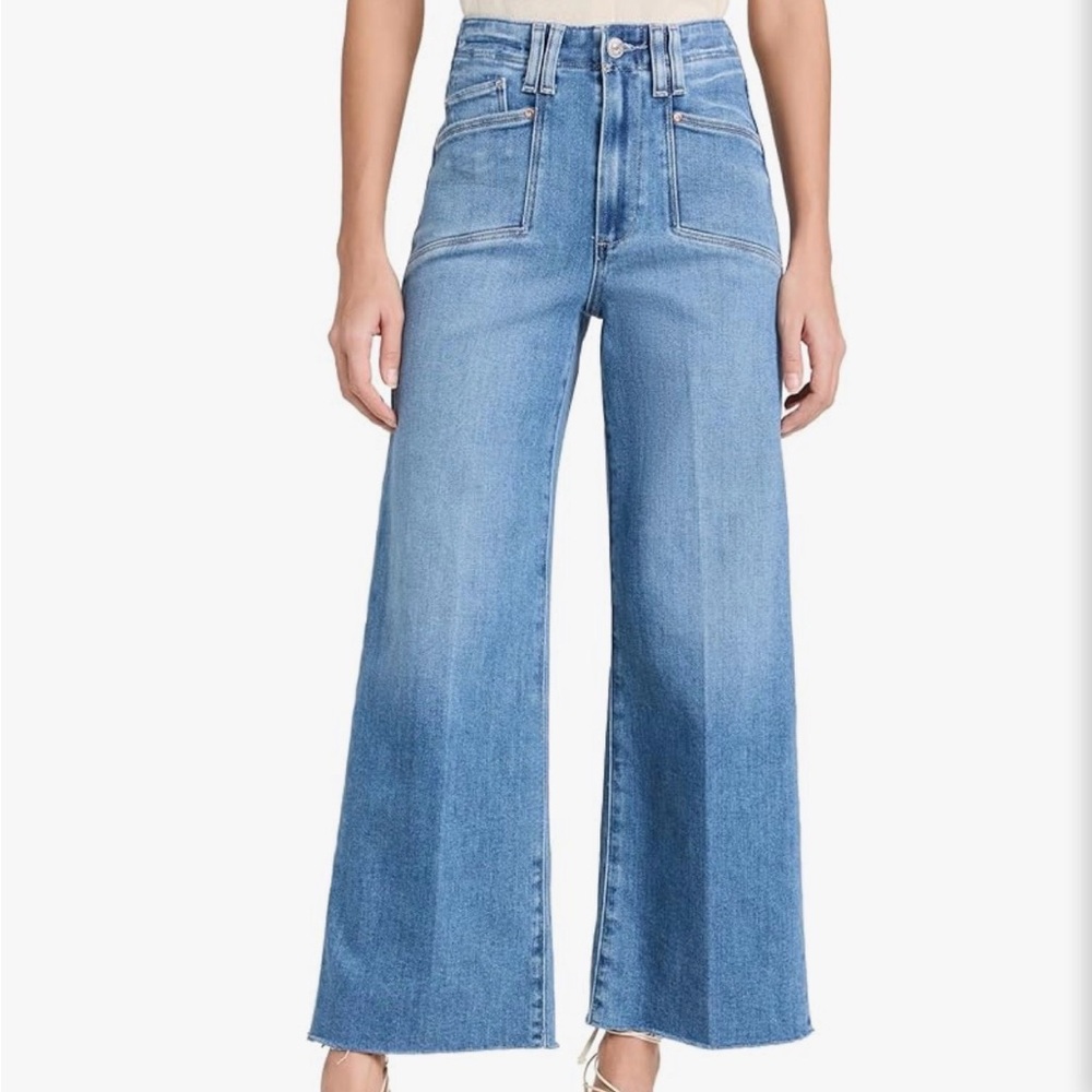 PAIGE Anessa High-Rise jeans with cropped wide leg and Raw Hem - size 26 - NWT